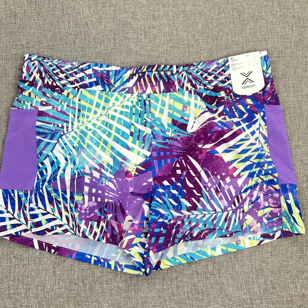 NEW Xersion Girls Plus Running Shorts Lined Adjustable Waist XL 18.5P Quick Dry